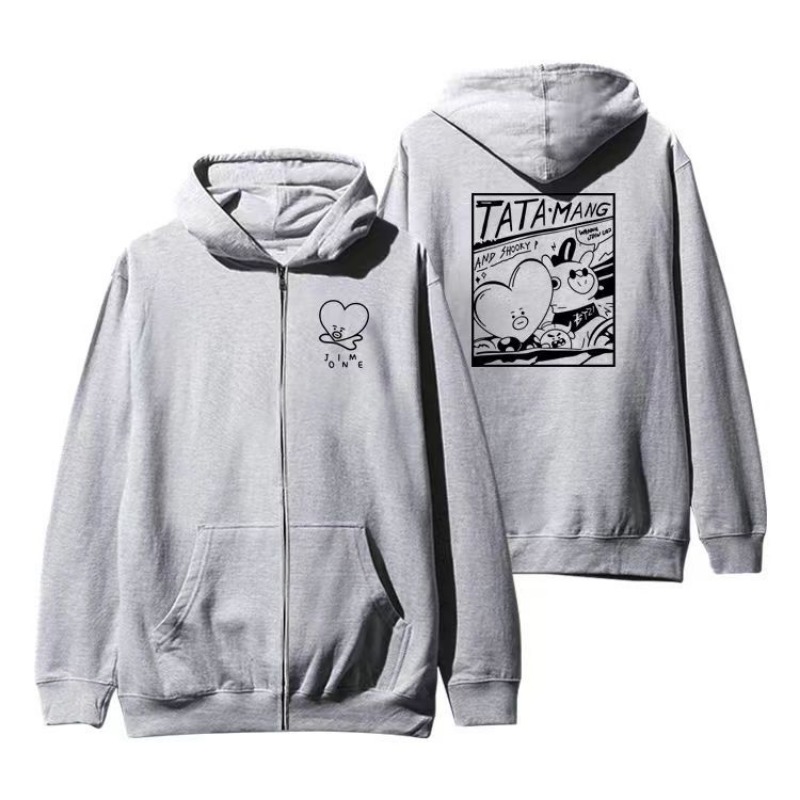 Tippet Line - かわいい BT21 スウェットシャツ パーカー 春秋服 ジッパー