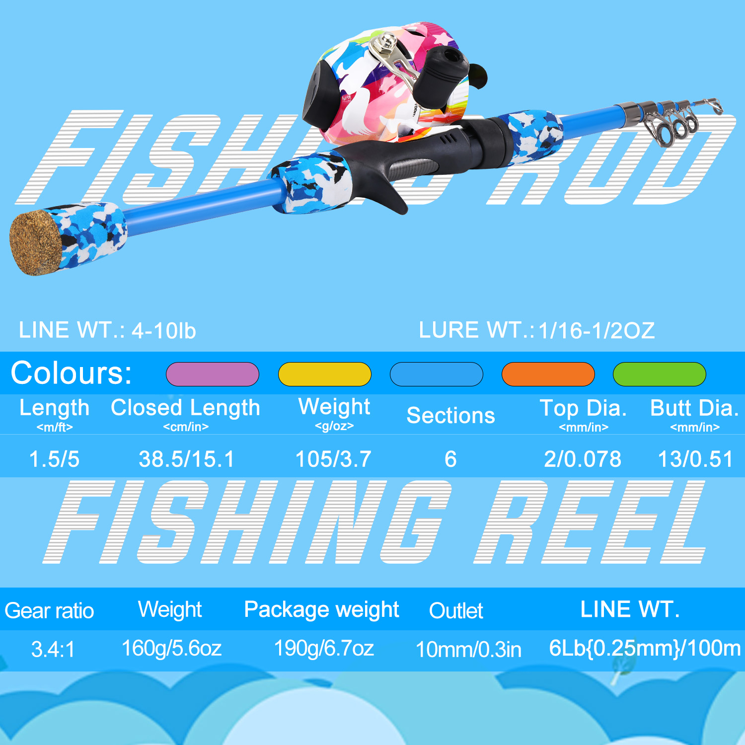 Sougayilang-伸縮式釣り竿,子供用コンボ釣り道具, - Fishing Line Spooler のレビューと価格